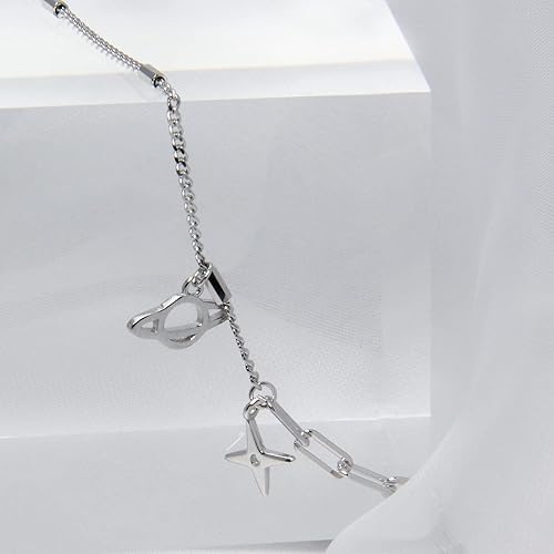 Miniatura 4 de Planet and Star Bracelet for Women Sterling Silver Space Celestial Jewelry Gift Delicate Chain Bracelet