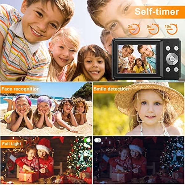 Fotocamera digitale 44 MP 1080P HD fotocamera con scheda da 32 GB, fotocamera compatta 16 X zoom digitale con 2 batterie ricaricabili, macchina fotografica per bambini, adolescenti, principianti,