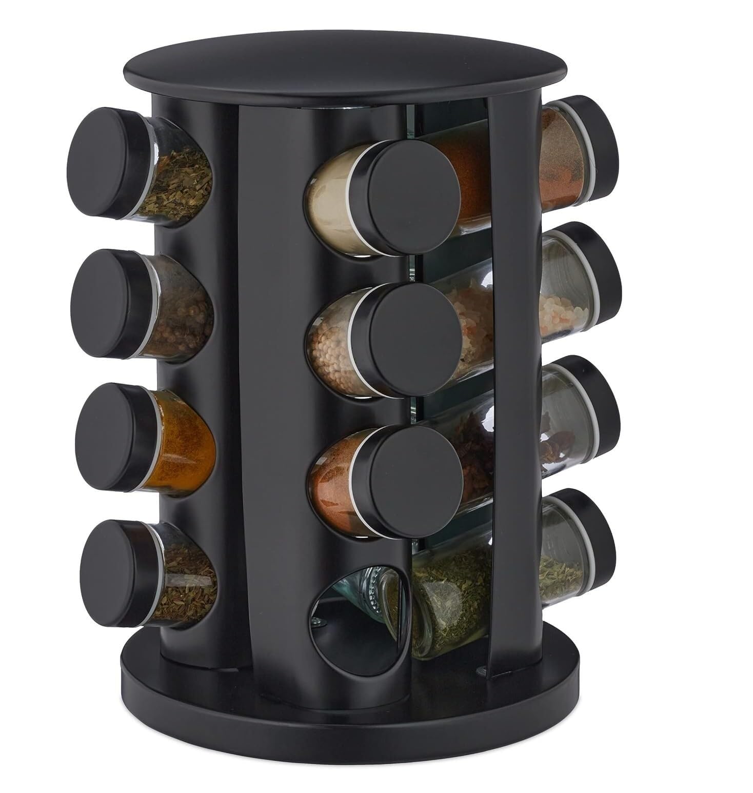 Organizador de especias Estante de especias Carrusel Estante de especias puede contener 16 frascos Organizador de especias giratorio de acero inoxidable para cocina Estante de almacenamiento de