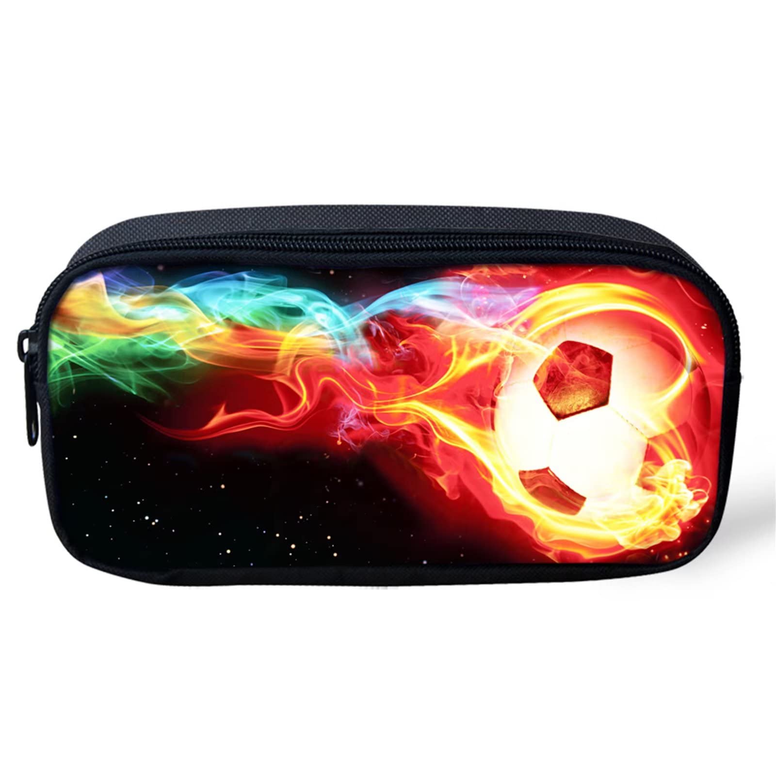 POLERO Soccer Pencil Case for Boys Girls Fire Football Pen Bags Kids School Desk Organizer Pen Pouch — image 1