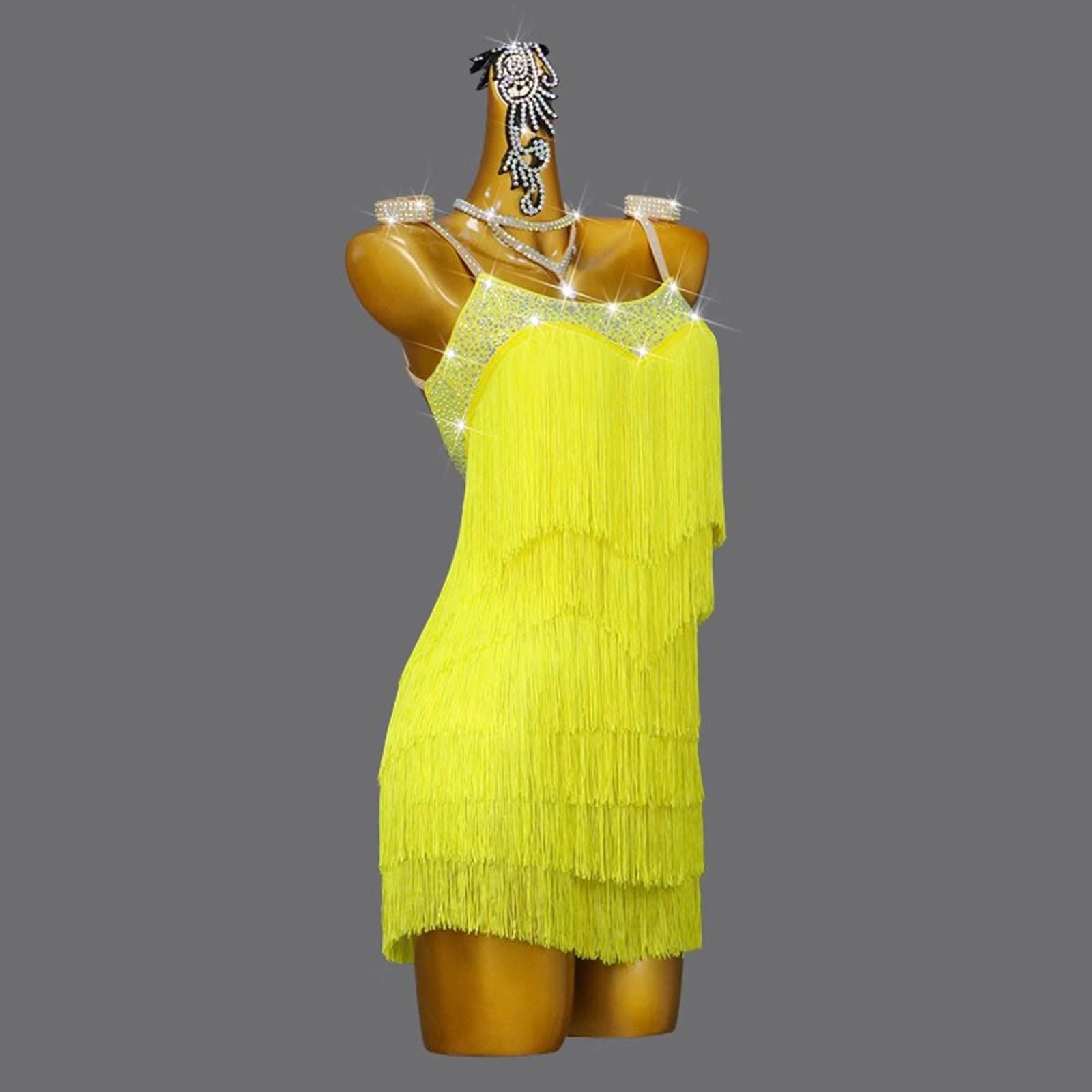 Sukienki do Tańca Latynoamerykańskiego dla Pań Kostiumy do Tańca Towarzyskiego Fringe Flapper Ubrania do Tańca Tango Cha Cha Bez Rękawów Znakomity Kombinezon do Rumby Samba