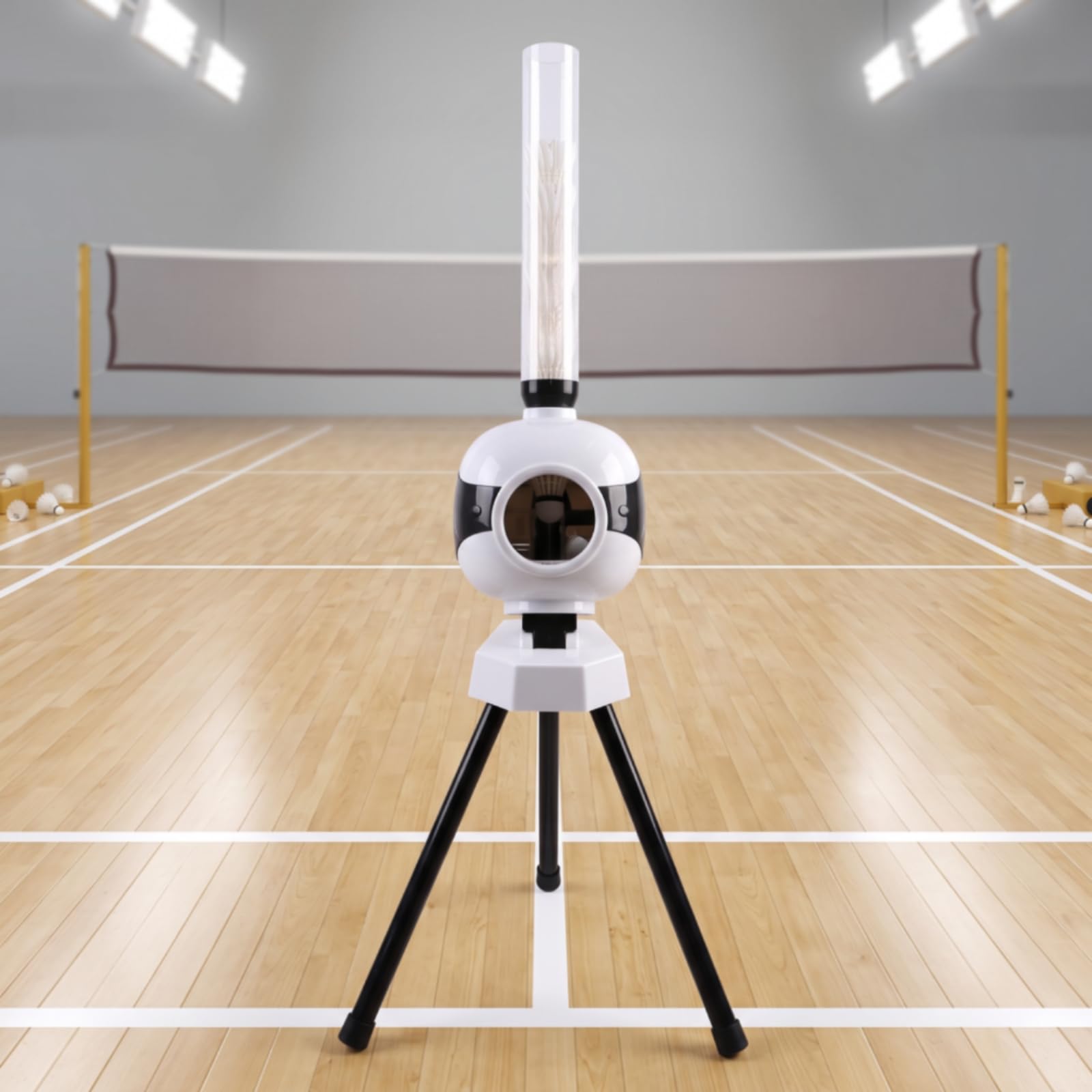 Dispositivo Allenamento Badminton, Modello con Telecomando, Regolazione della Distanza E Frequenza di Lancio, Funzione Pallina Casuale E Pallina Corta/Lunga | Portatile, Macchina Automatica per Servire Badminton, Regolabile, Attrezzatura Sportiva, Casa, P