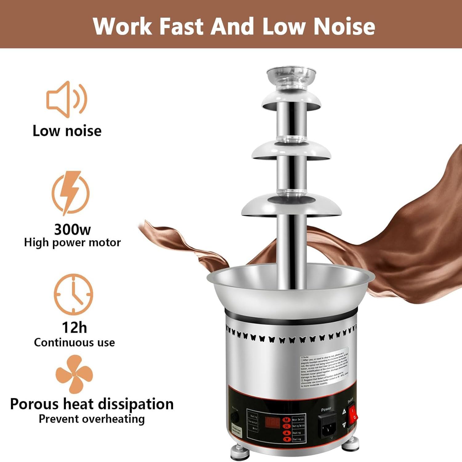 Commercial Chocolate Fountain,Large Chocolate Fountain,6tiers with 6kg Capacity Large Chocolate Waterfall Machine for Wedding Western Restaurant,6tiers