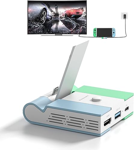 Versión actualizada 2021 Base de carga para Nintendo Switch estación de carga portátil Runpower estación de carga plegable para TV con 4K HDMI USB
