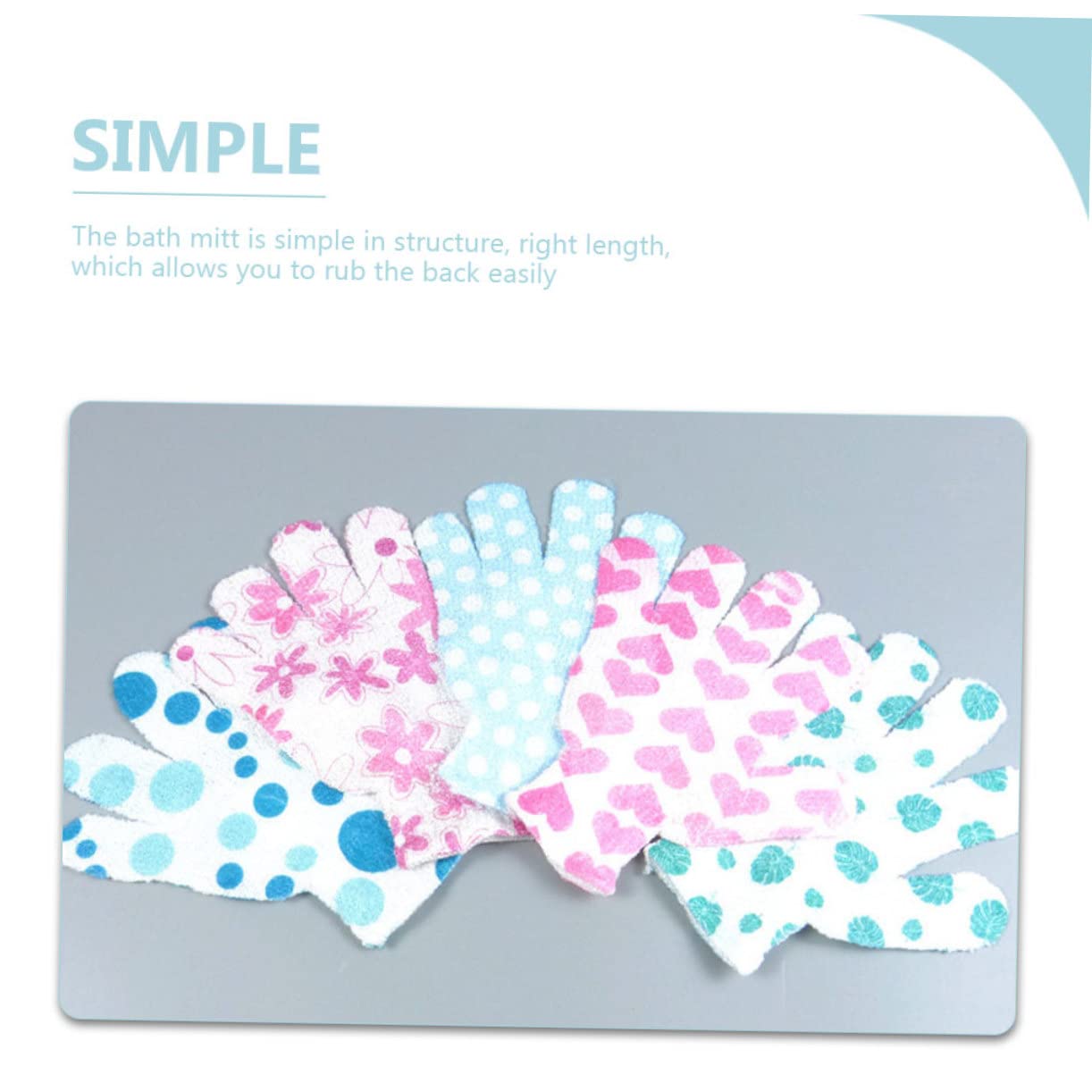 minkissy 50 guantes de baño estampados, guantes de baño, guantes de baño, guantes de, guantes de limpieza exfoliante, guantes de limpieza corporal, toalla de baño, poliéster esmerilado