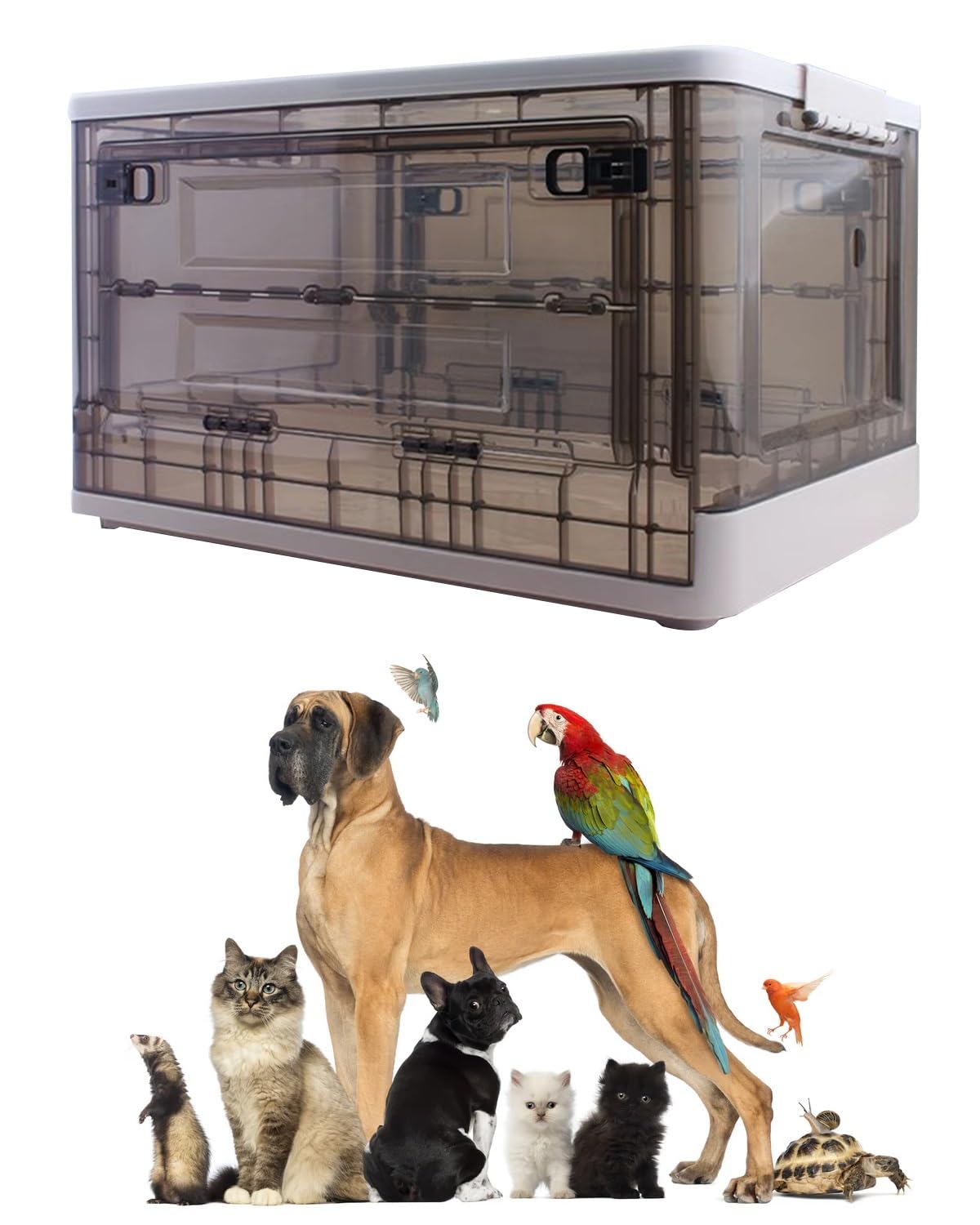 ENHEN Oxygen Therapy Pet Brooder Nursery, Breathable Dual Holes Atomization Oxygen Box, Foldable Home Veterinary Clinics Hospital Whelping Chamber(White)