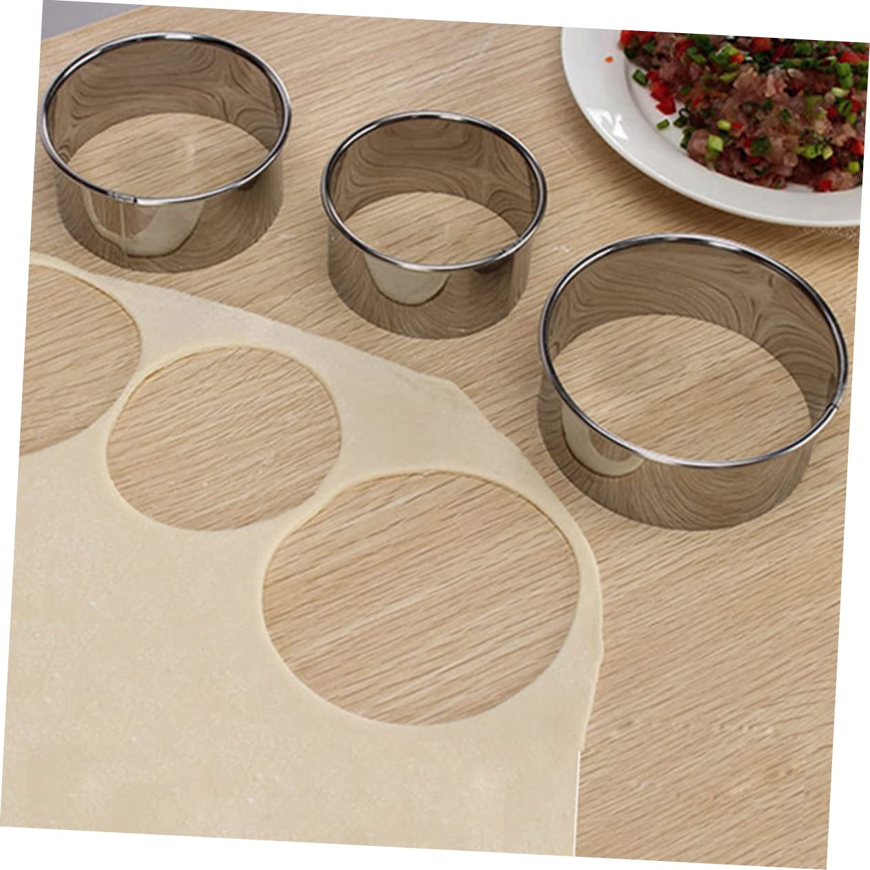 SOLUSTRE 1set Stainless Steel Dumpling Wrapper Mould Round Pastry Tool for Cookie and Ravioli Shapes Kitchen Bakeware Easy to Store 3pcs