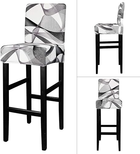 Miniatura 10 de Lellen Funda para taburete de silla de bar jacquard  Paquete de 4 fundas elásticas para silla de comedor giratoria corta, sillas laterales de altura