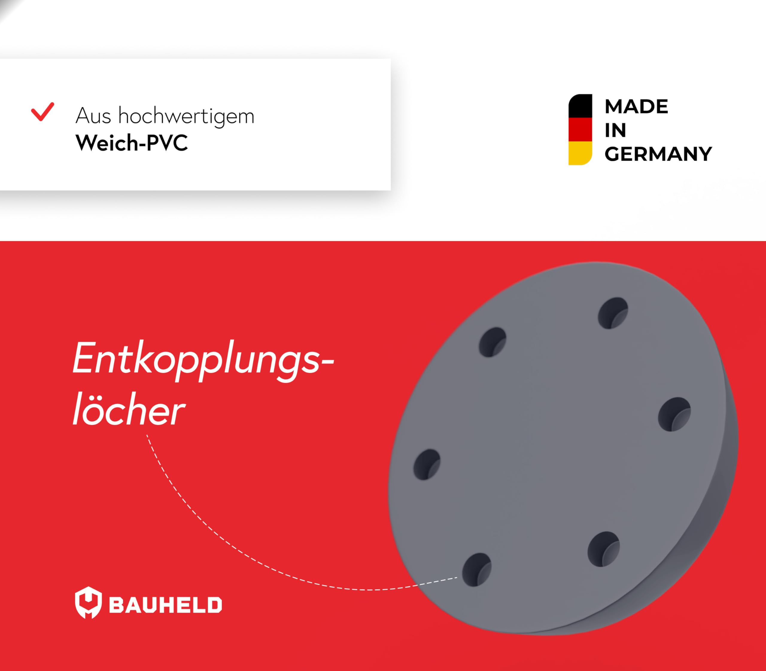 BAUHELD 8x Schwingungsdämpfer Waschmaschine und Trockner [Made in Germany] - Antivibrationsfüße aus Gummi - Vibrationsdämpfer kompatibel mit Bosch, Siemens, AEG - Rutschfeste Unterlage in Grau