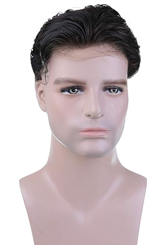 Miniatura 10 de LLWear - Peluca de cabello humano para hombre, encaje francés de 8 x 10 pulgadas, con base de gorra de poliuretano transparente de 360 grados,