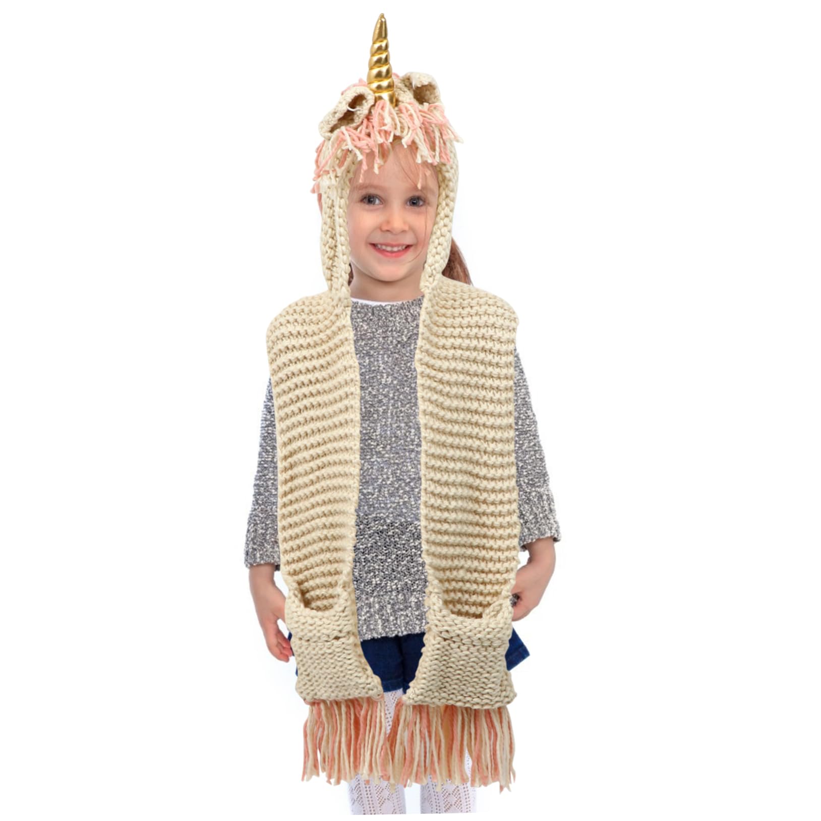 Holibanna 1pieza Bufanda Capucha De Unicornio para Niño Niña Gorro De Cálido y Cómodo para Invierno rol