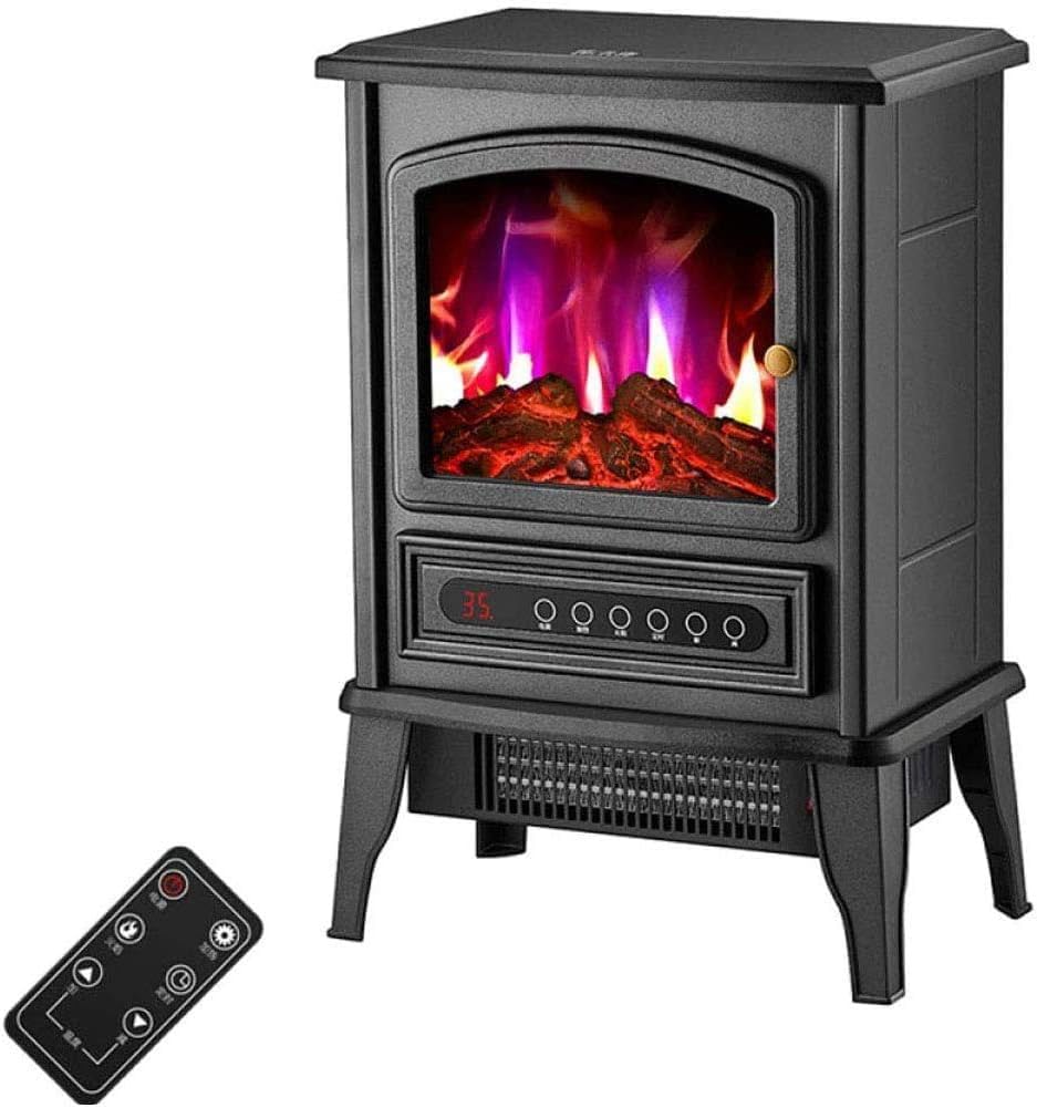 Electric Fireplace, Electric Fireplace Stove Heater, Recessed and Wall Mounted Freestanding Fireplace with Wood Burning LED Light, Remote Control