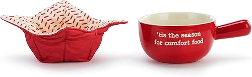 DEMDACO Tis The Season - Juego de 2 cuencos para sopa y olla de 16 onzas, color rojo