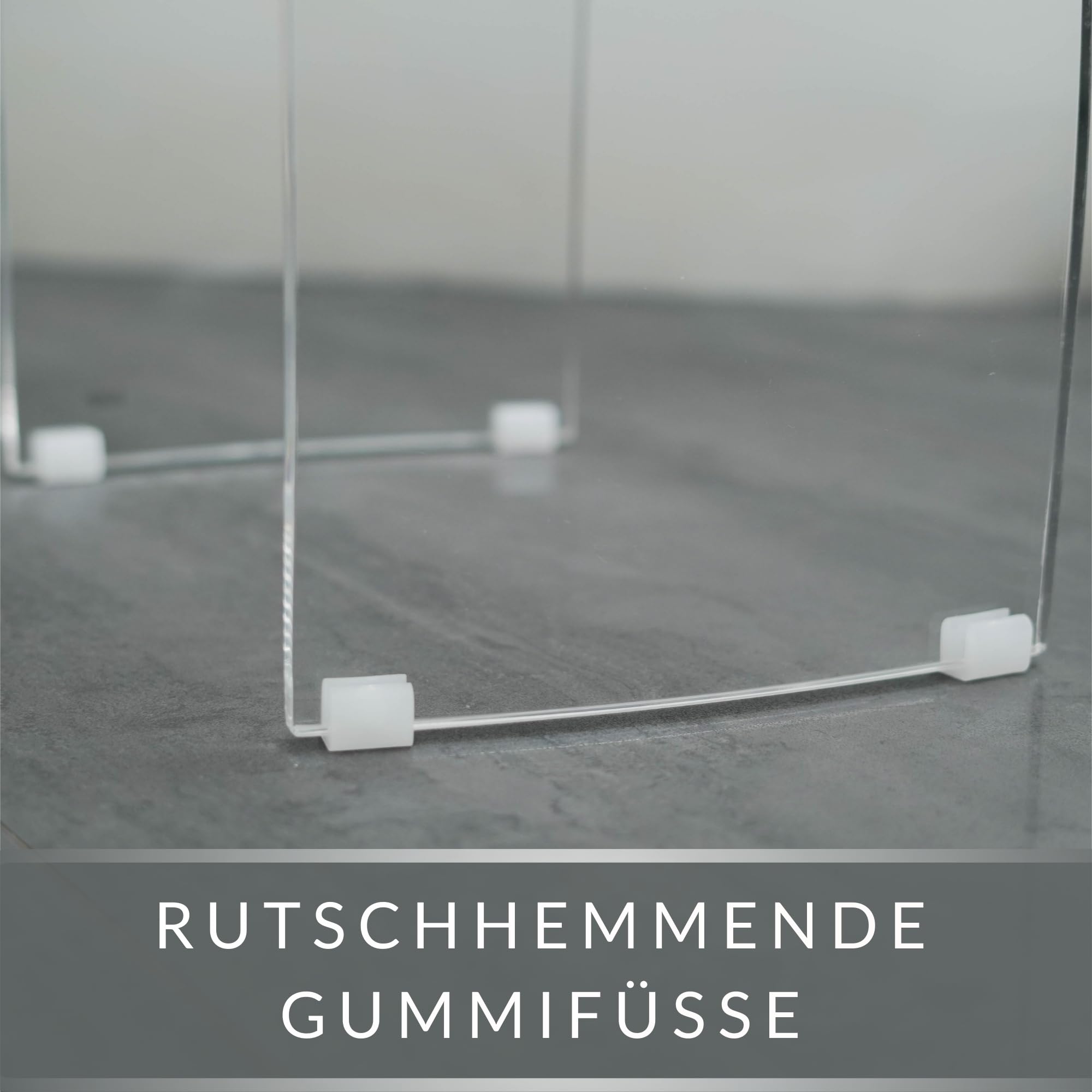 Badhocker Meran XL – transparenter Acrylhocker mit extra großer Sitzfläche – moderner Duschhocker mit Griff und rutschsicheren Gummifüßen – Stabiler Sitzhocker für Bad, Flur