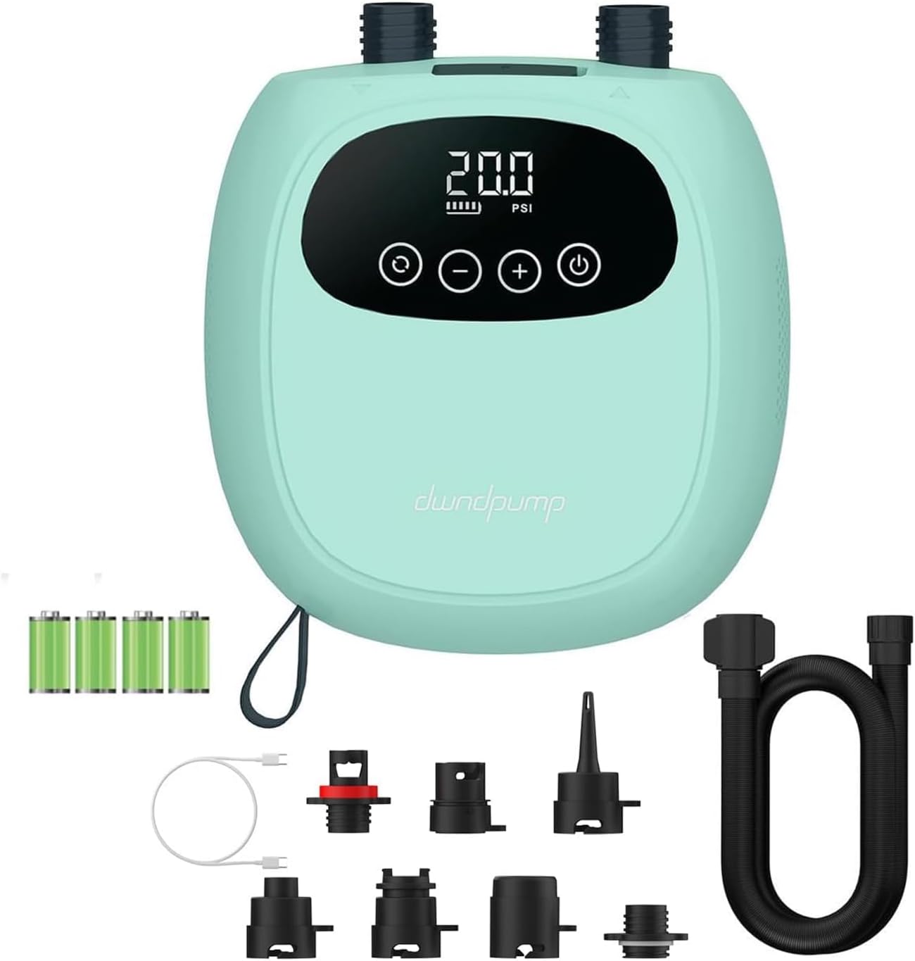 Electric Paddle Board Pump, Rechargeable 20 PSI SUP Pump, Dual-Stage Inflation and Deflation Sup Air Pump, Portable Electric Pump for Kayaks, Wind Wings, SUPs (with 7 Valve Adapters)