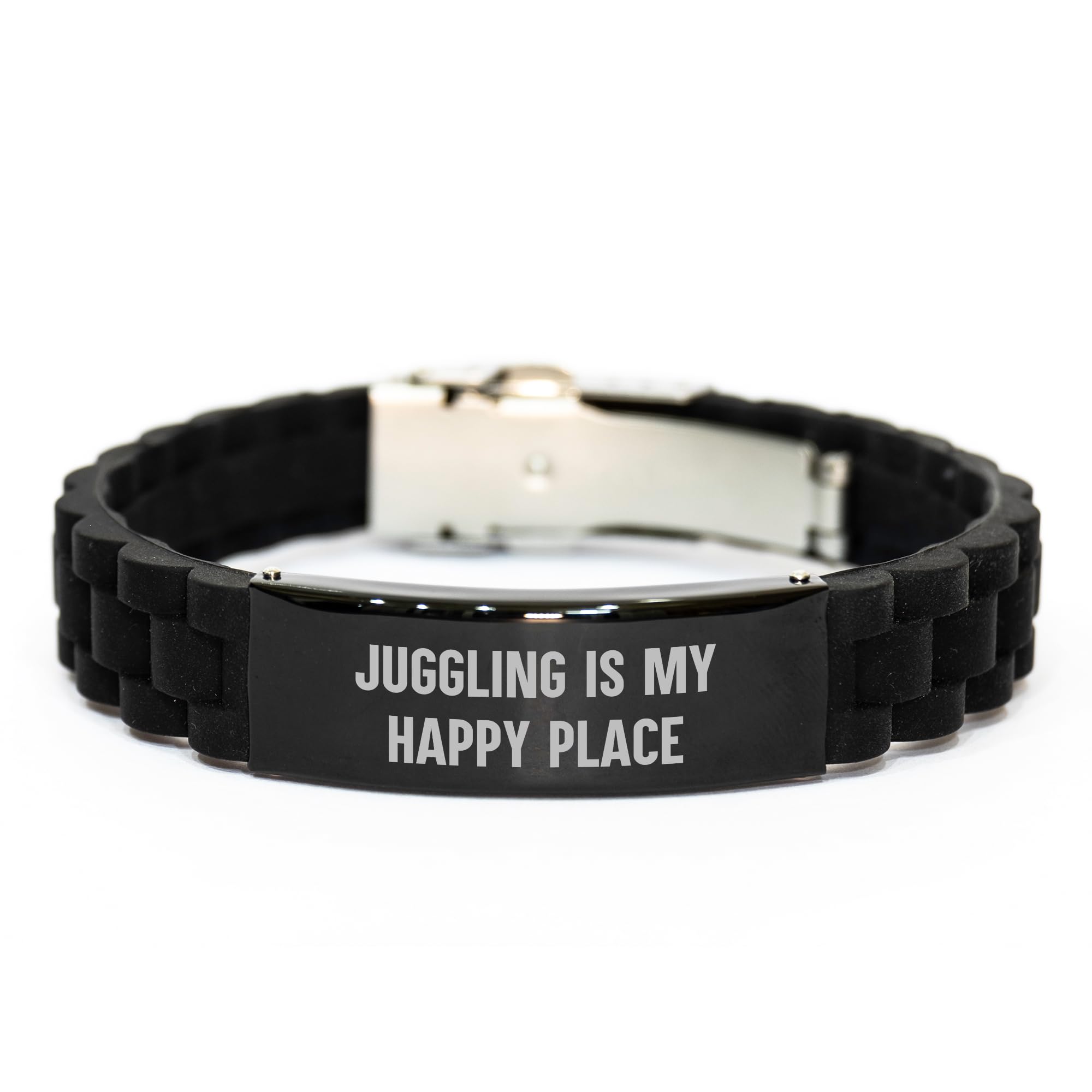 Juggling Is My Happy Place Glide lock Clasp Bracelet, Birthday Unique Gift for Juggling Enthusiasts, Adjustable and Rust-Resistant