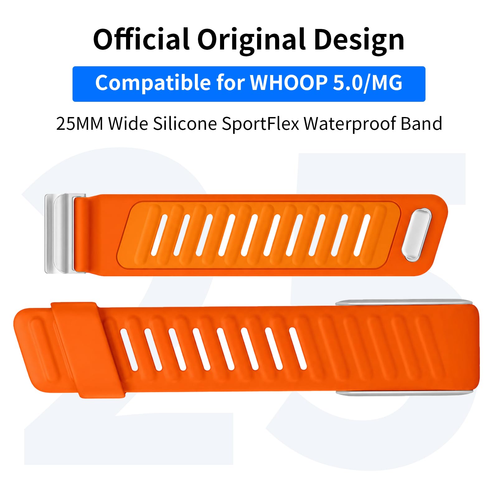Bracelet SportFlex en silicone compatible avec WHOOP 5.0/MG pour homme et femme – Doux, respirant et confortable, réglable et étanche, non compatible avec la 4e génération