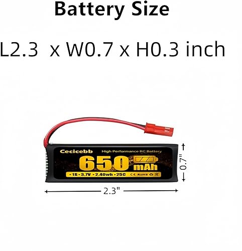 Miniatura 3 de Batería Lipo de 3.7 V 650 mAh con enchufe JST para UDI U817 U817A V959 V222 V929 RC Drone Quadcopter Aircraft 4 Pack 1S Li-Po batería con cargador