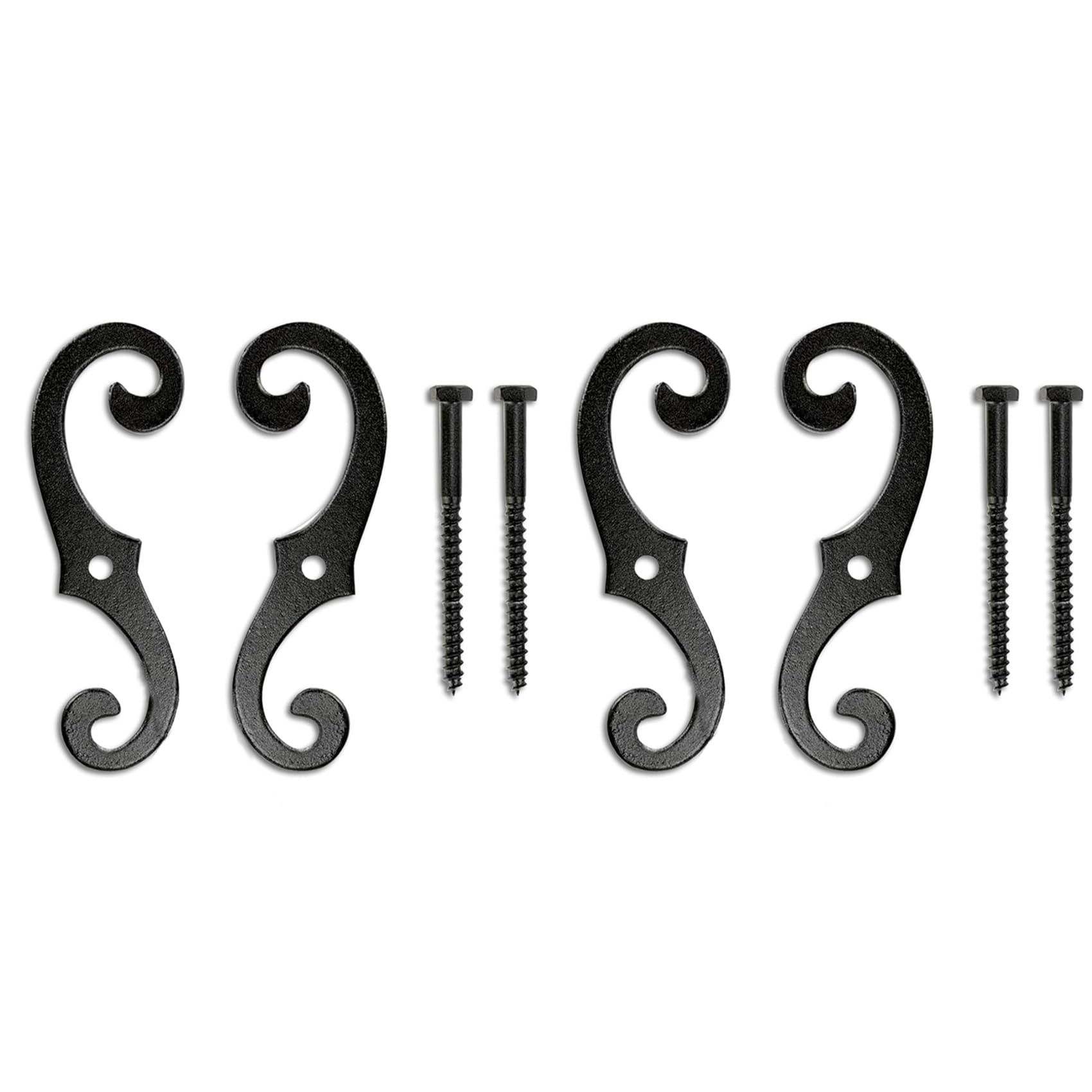 Jnchdghwa Black 4Pcs Cast Iron Shutter Fasteners - Decorative S-Shape Shutter Dogs Hardware - Rust- External Shutter Tieback