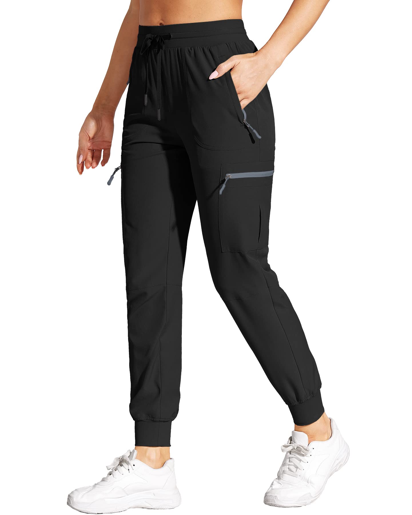 Damen Jogginghose Cargohose Leichter Wanderhose Schnelltrocken Trekkinghose Schwarz 3XL