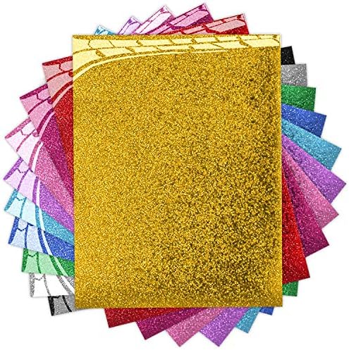 Glitter Heat Transfer Vinyl Bundle -10 Colors HTV Transfer PaperGlitter Iron On Vinyl for Cricut Heat Press Vinyl Sheets for DIY T-Shirt, Textile, Craft, Leather