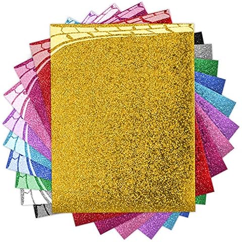 Glitter Heat Transfer Vinyl Bundle -10 Colors HTV Transfer Paper,Glitter Iron On Vinyl for Cricut Heat Press Vinyl Sheets for DIY T-Shirt, Textile, Craft, Leather Cover
