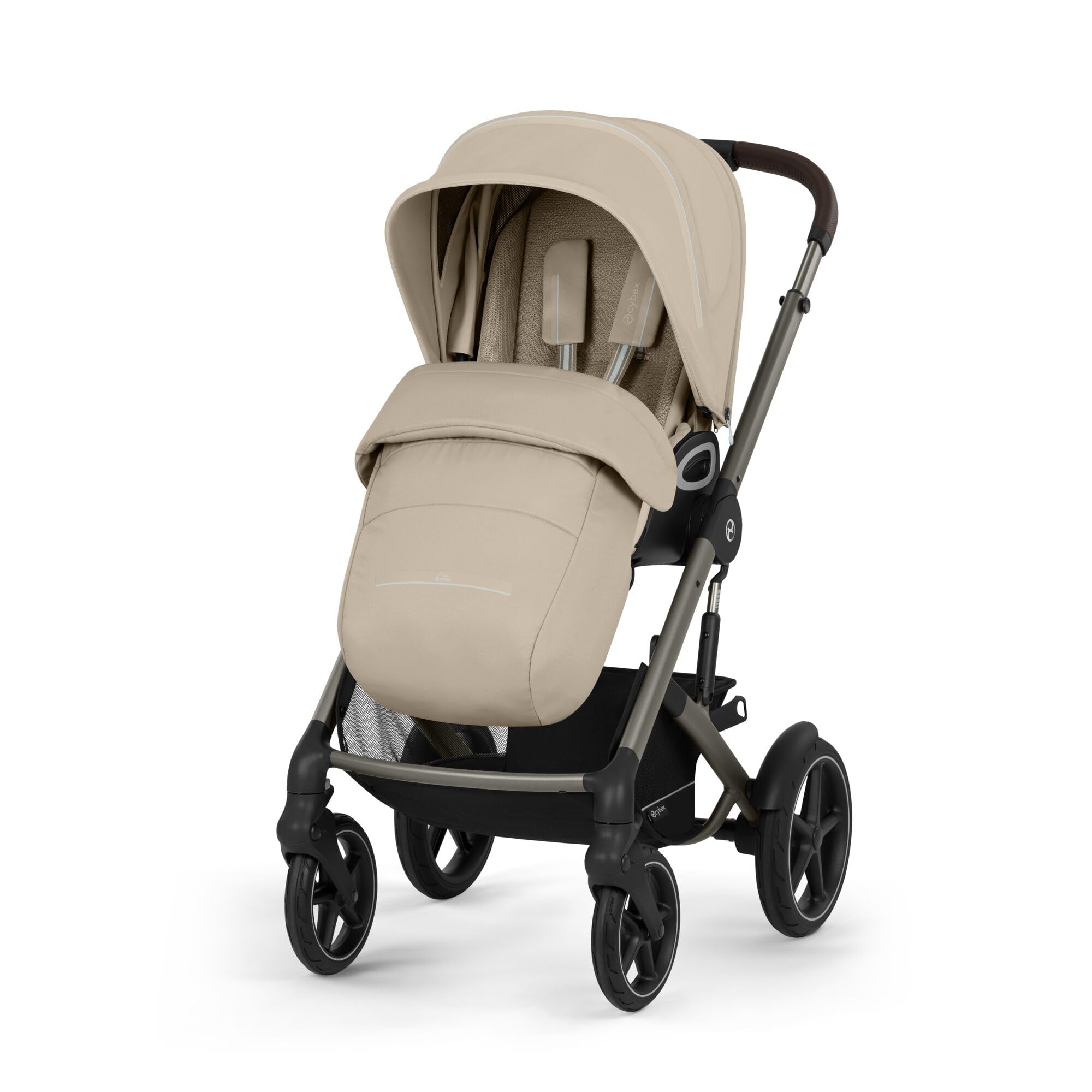 CYBEX Gold TALOS S LUX Kinderwagen, Ab Geburt bis 22 kg (ca. 4 Jahre), Mit Offroad-Federung, verstellbarem Griff und ergonomischer Liegeposition, Almond Beige