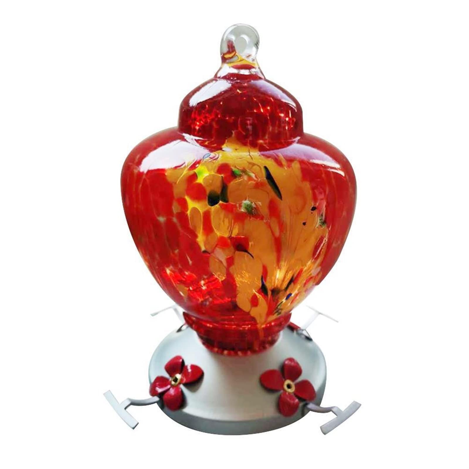 HW HUGEWAY Mangiatoia Per Colibrì In Vetro Soffiato A Mano – Capacità 765g, Con Posatoio E Antiformiche, Regalo Per Amanti Degli Uccelli