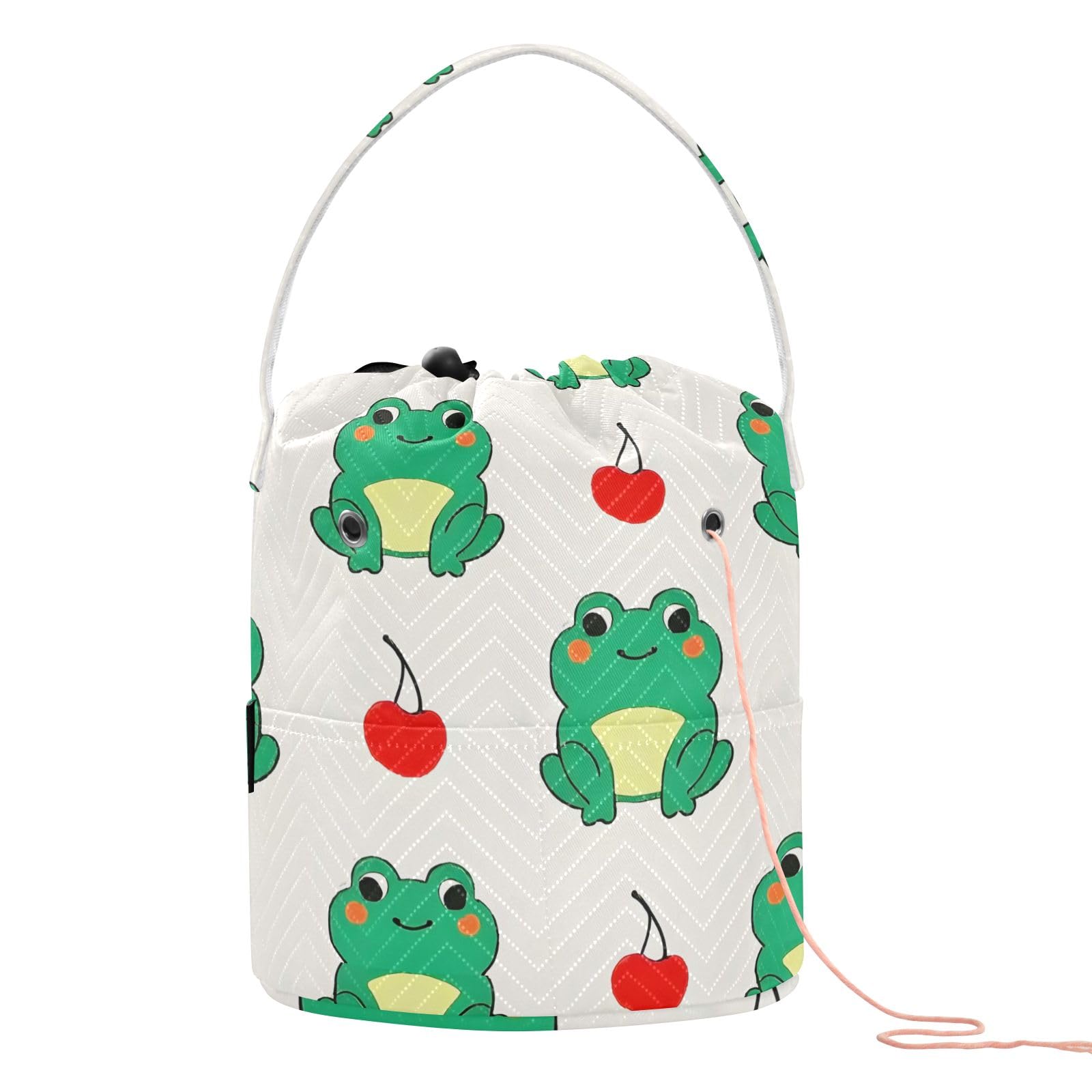 Yarn Storage Bag Small Crochet Bag Knitting Bag Organizer Frog Cherry Yarn Bags for Crocheting Basket
