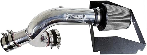 HPS Kit de admisión de aire Shortram pulido de alto rendimiento + escudo térmico Cool Ram compatible con Ford F150 3.5L 2015-2020 F150 2.7L Ecoboost
