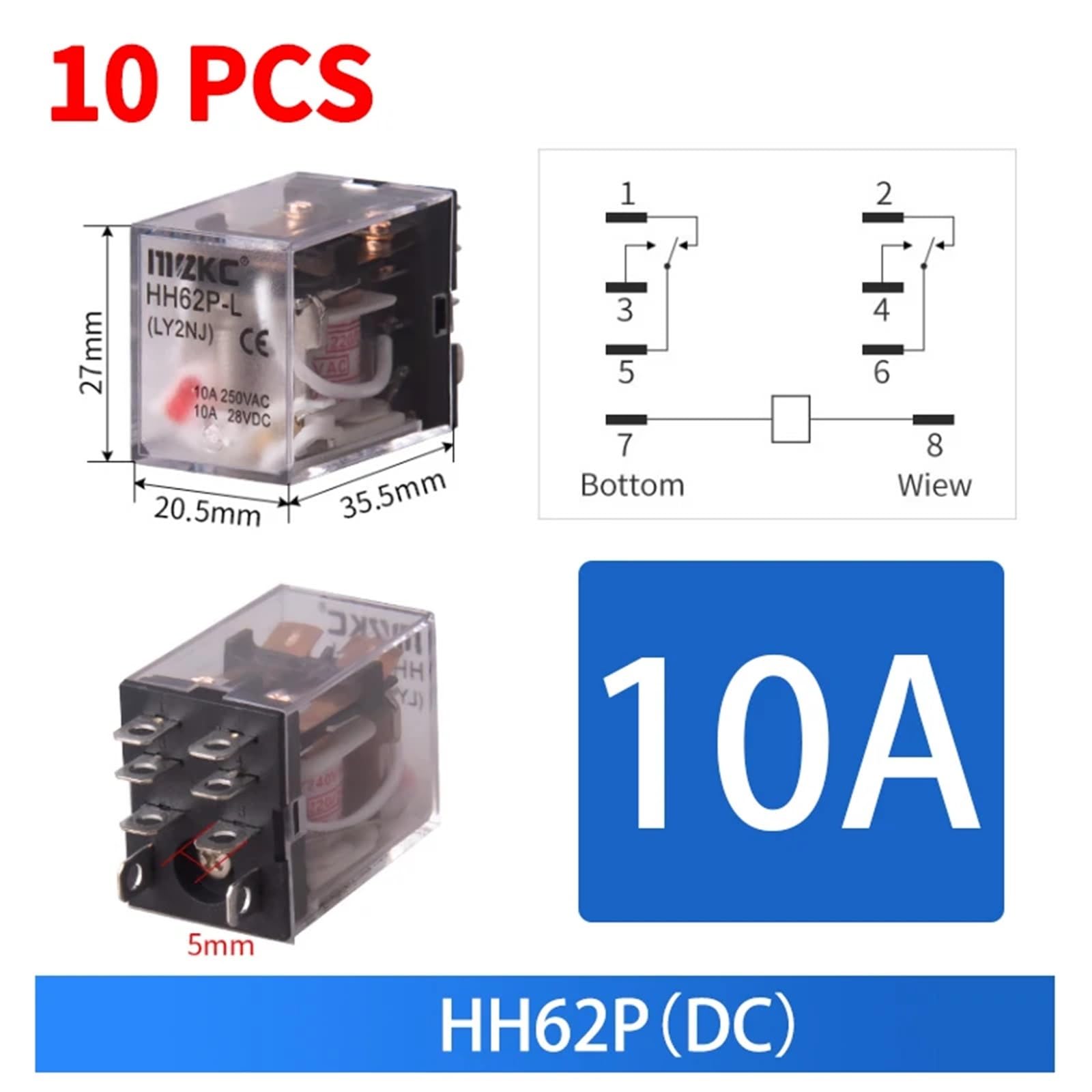 10 sztuk do sprzedaży hurtowej, miniaturowy przekaźnik sterujący, mały przekaźnik pośredni, AC 12 V DC, C24, AC220, HH52P, HH53P, HH54P, HH62P, HH63P, HH64P (12V, HH62P DCx10)