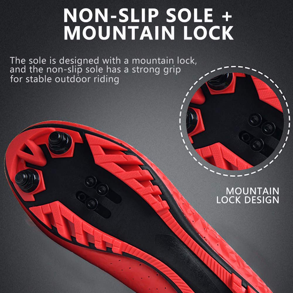Zapatos De Ciclismo De Carretera Zapatos De Ciclismo De Spinning, 1 Par De Zapatos Antideslizantes De Carretera con Rayas Reflectantes para Ciclismo De Carretera De Montaña,Black-45