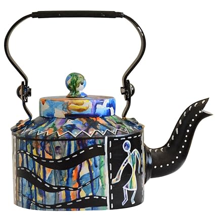 Sketch Lion Home D?cor and Gift Purpose Aluminium Hand Painted Designer Tea/Coffee Kettle- Capacity 1 Litre