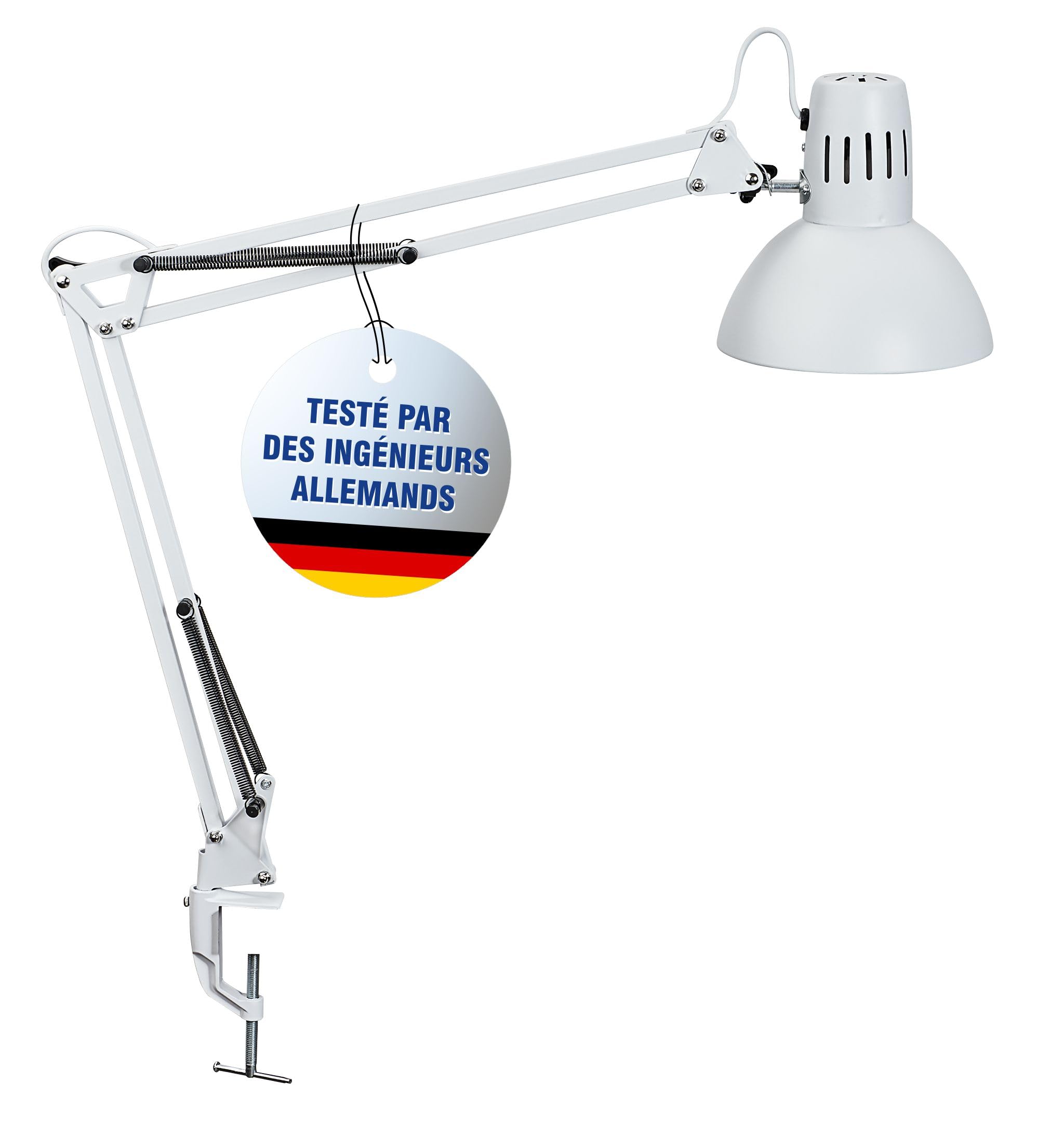MAUL lampe de bureau MAULstudy en métal | Lampe LED professionnelle | Lampe à pince flexible pour le bureau, le salon et l'atelier | Haute qualité d'éclairage à LED | Sans ampoule | Blanc