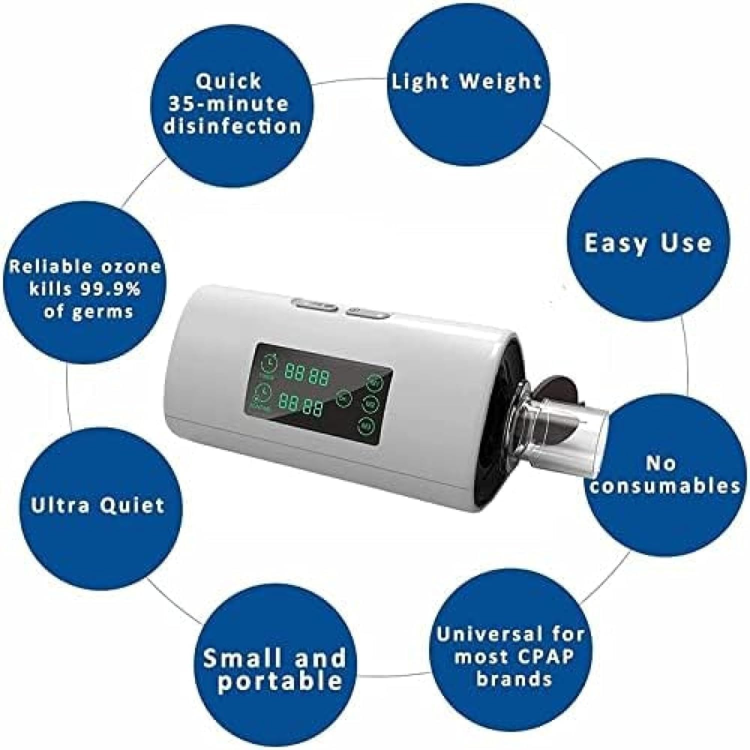 Máquina De Limpieza CPAP, Limpiador Y Desinfectante CPAP Portátil con Pantalla LED Herramienta De Desinfección Desinfectante CPAP para Máquina Cpap, Tubo De Aire, Máscara,Hilarious123