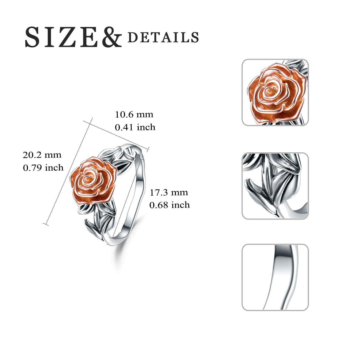 TOUPOP Anello di promessa in argento Sterling 925 con rosa, regalo di Natale, per donne, amiche, compleanni, regali di Natale