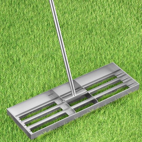 Lawn Leveling Rake, 30” x10”Stainless Steel Lawn Leveler Tool, Ground Leveler for Yard with 78”Adjustment Long Handle, Levelawn Lute for Grass, Golf Field, Garden and Courtyard