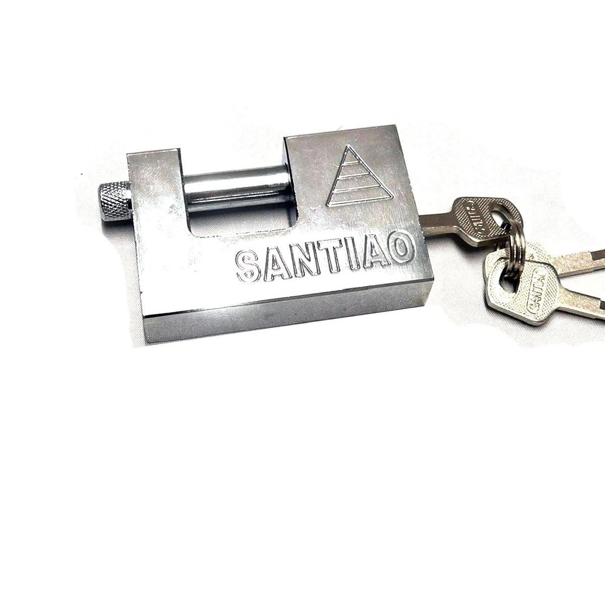 Cazuela Stainless Steel D-Shaped Padlock with Retractable Long Shackle | Wide Body 3/8" Stainless Steel Lock for Outdoor Use, School, Gym, Fence and Sports Lockers(3 Keys Included) 4