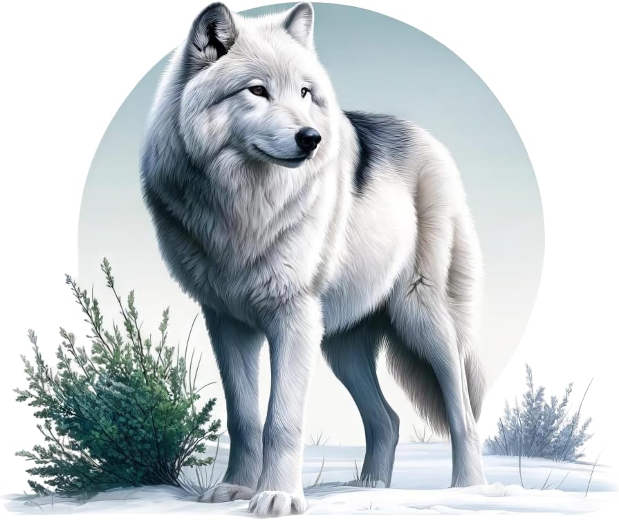 Wolf & Moon Vinyl Sticker Decal, Covers Marks, Weatherproof & Multipurpose: Car, Wall, Glass, Window, Plastic, Toilet, Shower, Bath and More, 30cm Tall Arctic Animal Graphic (Wolf Scene, 300mm)