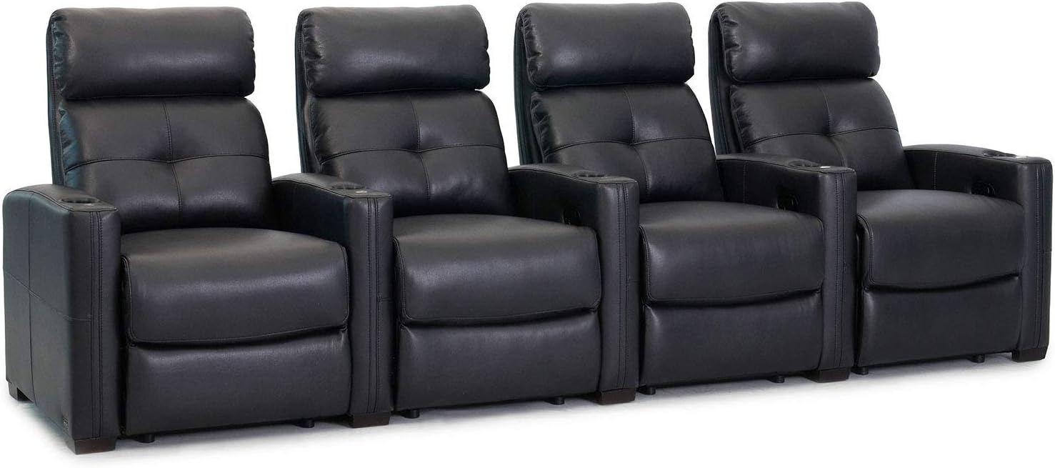 Cloud XS850 - Octane Seating - Home Theater Chairs - Black Bonded Leather - Manual Recline - Row 4 Seats - Space Saving Design : Home & Kitchen