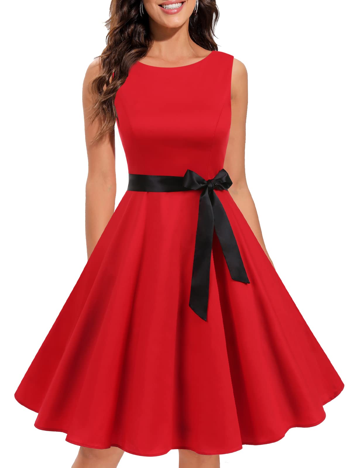 Gardenwed Mujer Audrey Hepburn Rockabilly Vintage Vestido 1950s Retro Cóctel Swing Fiesta Vestido