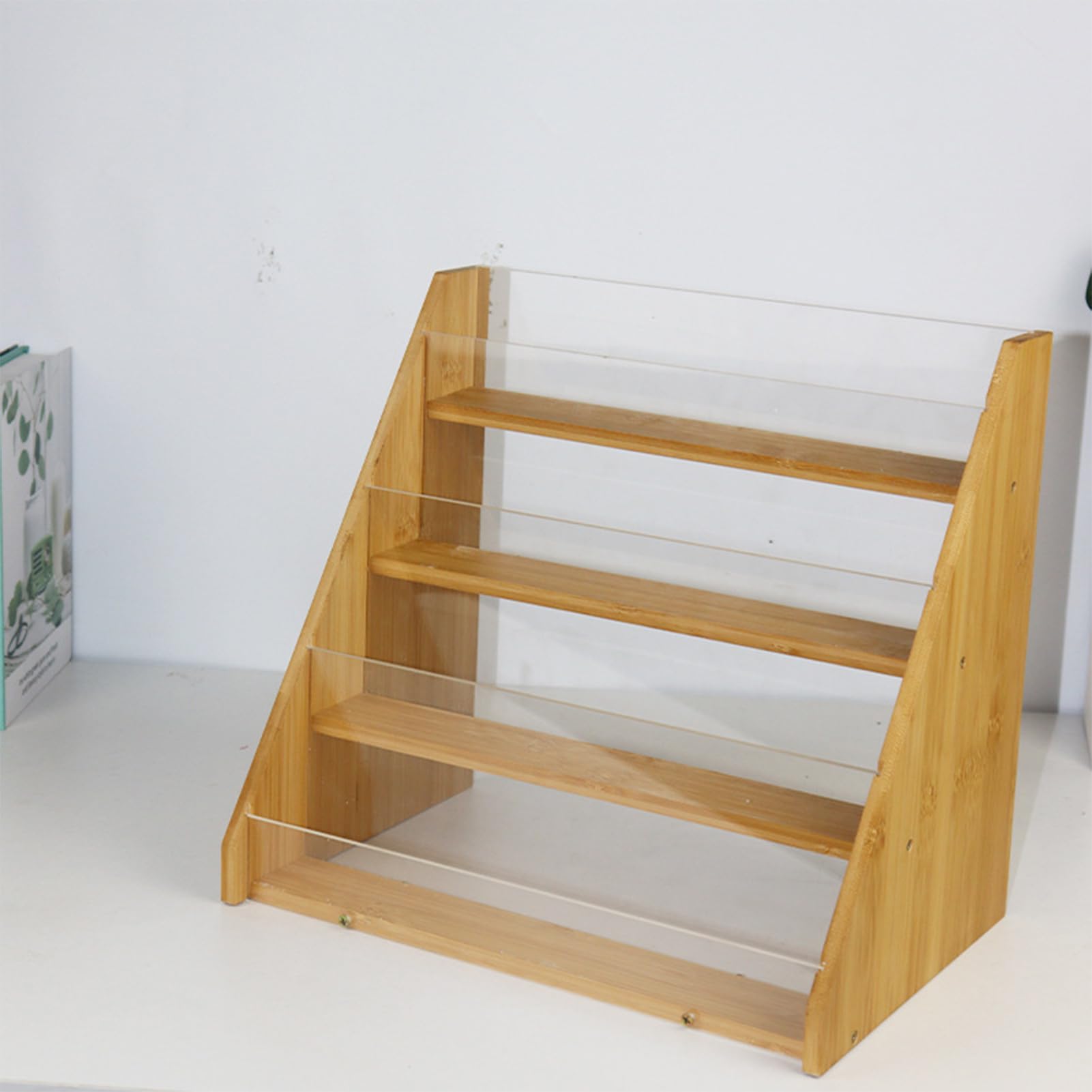 Karten Ausstellungsständer 4-stufiger Aufbewahrungsorganizer aus Holz und | Sammelkarten Präsentationsständer für Zuhause Hochzeitsfeier Handelsmesse Einzelhandelsgeschäft Handwerksmesse