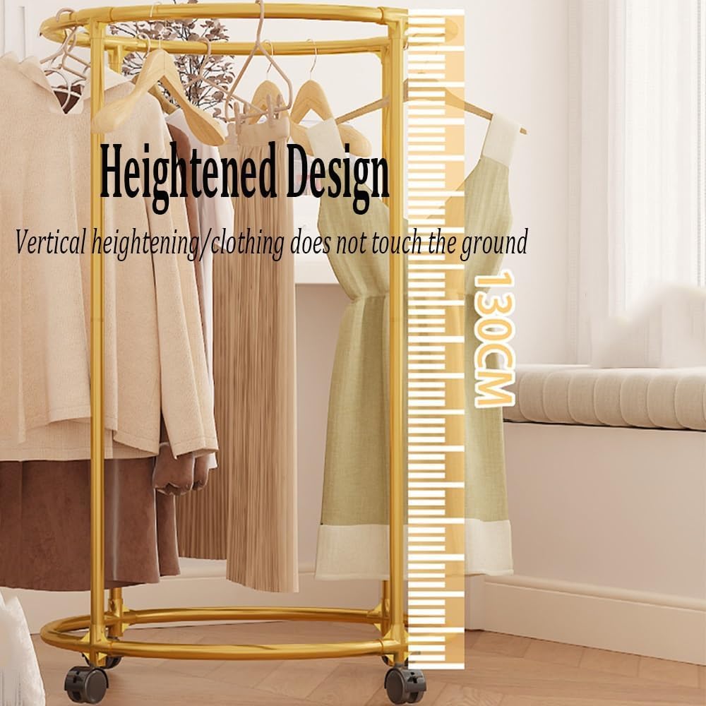Heavy Duty Metal Clothing Rack, wolnostojący okrągły organizer odzieży z górną półką na sypialnię lub wyświetlacz detaliczny, Solidny stalowy stojak na szafę