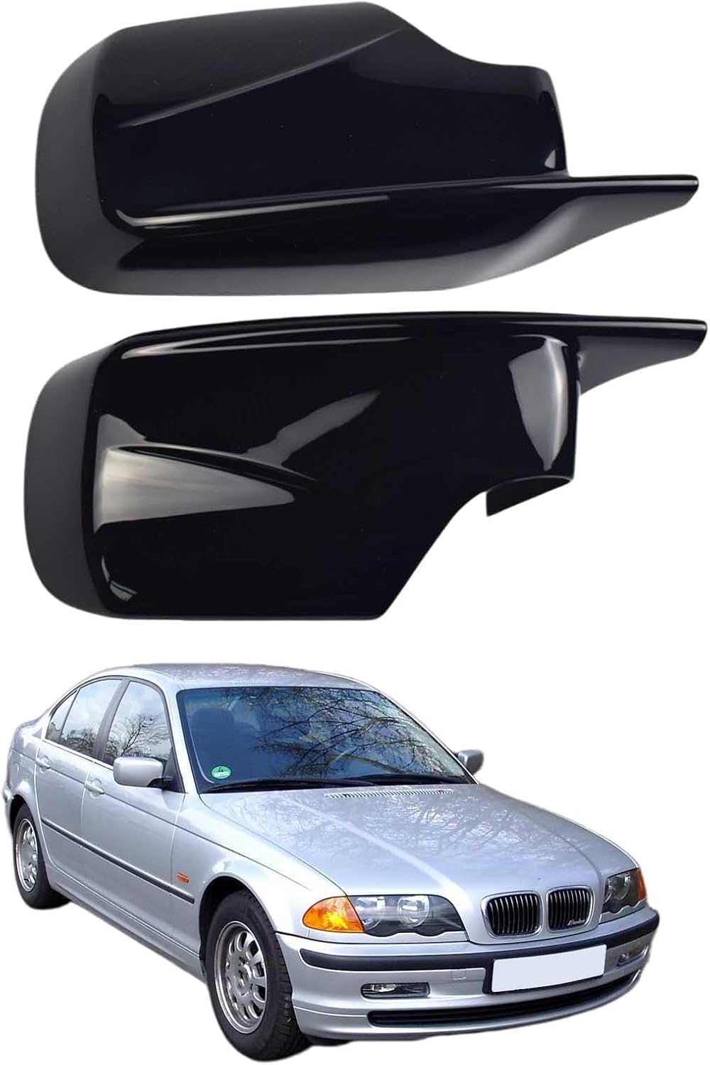 YIXINYI Side Wing Mirror Cover For BMW E46 2001-2005 316ti OEM: 51168238376 51168238375 Black, Car Left Right Side Rearview Mirror Cap Wing Replacement