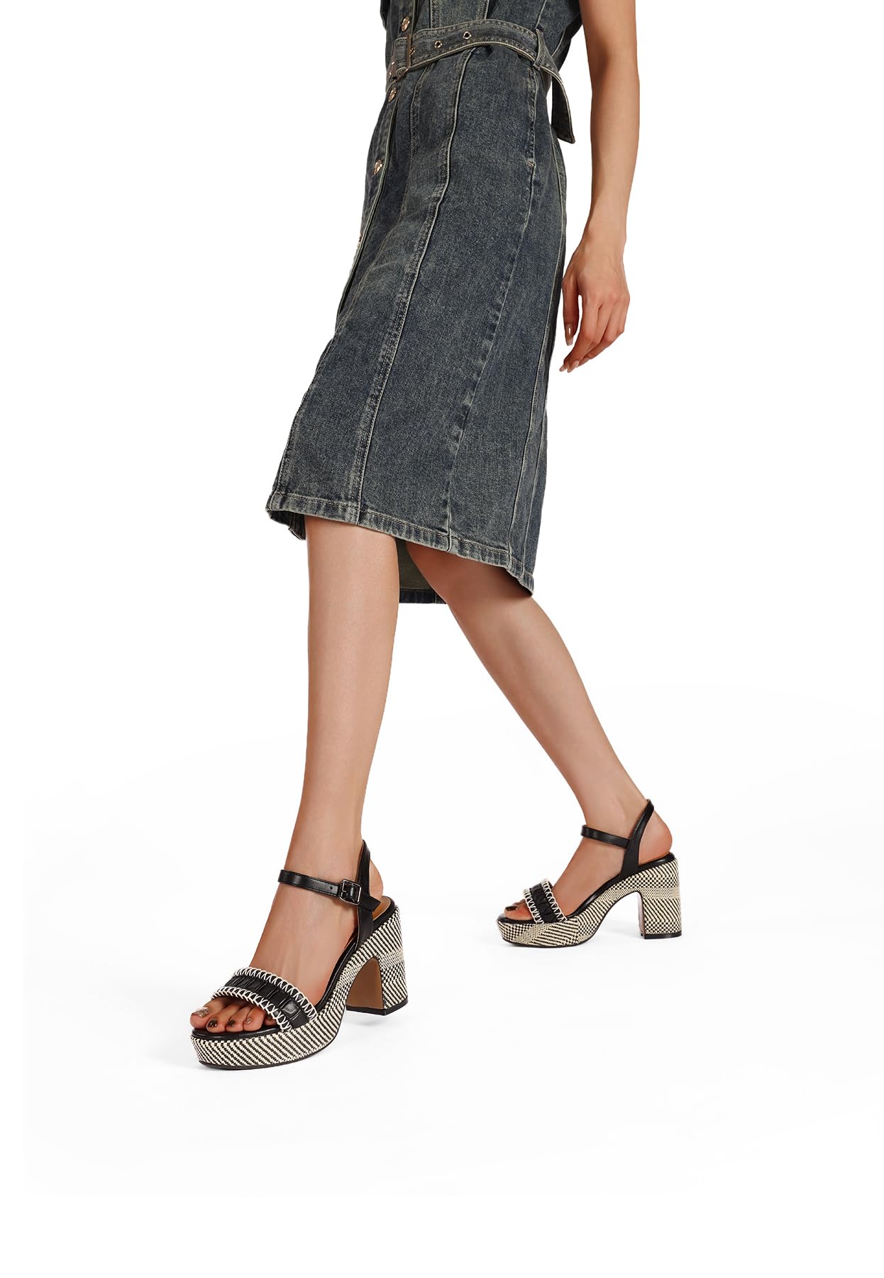QUEEN HELENA Sandali con Plateau con Tacco Largo ZM11050