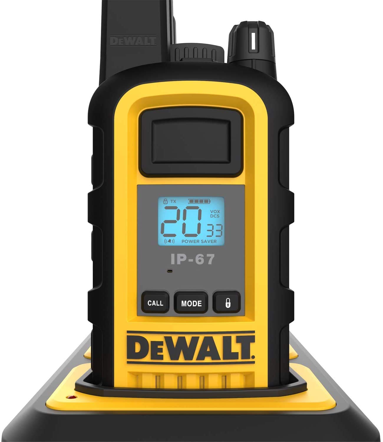DEWALT DXPMR800 Heavy Duty Professional Walkie Talkie PMR Radio with Up to 15 Floors/10km Range, License Free - Black and Yellow (6 Pack + Gang Charger), DXPMR800-BCH6 — view 2