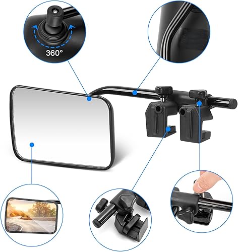 Miniatura 4 de SUPAREE Extensores universales de espejo de remolque ajustables de 360°, extensores de soporte de hierro resistente para enganche de remolque,