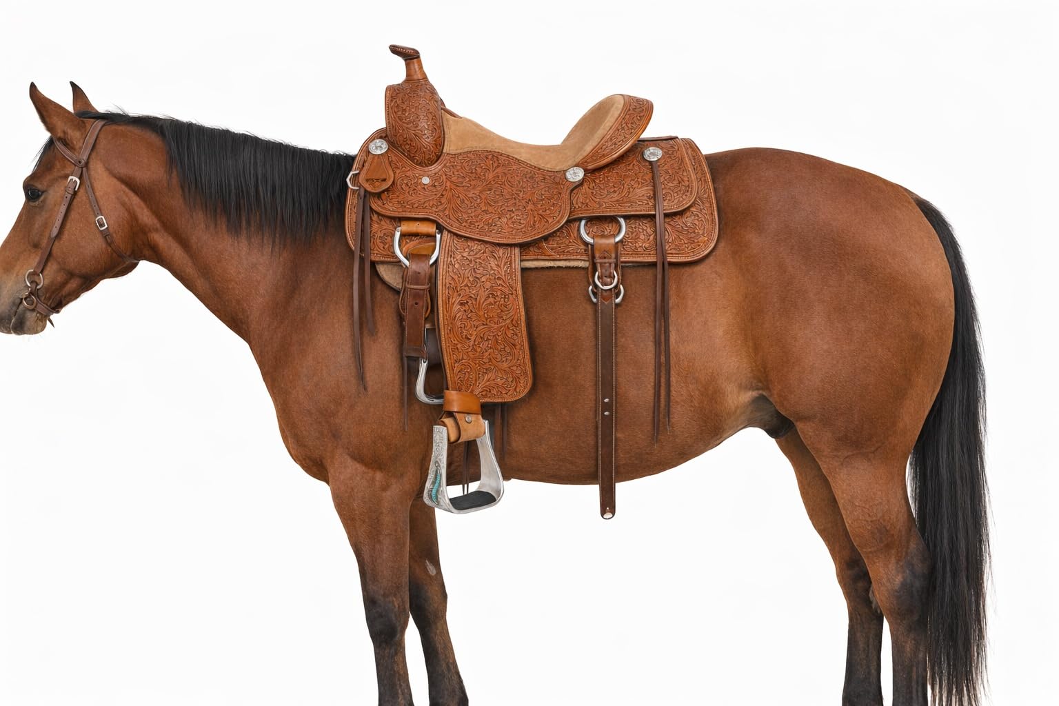 Horse Western 51245 - Staffe da sella in alluminio con piuma incisa