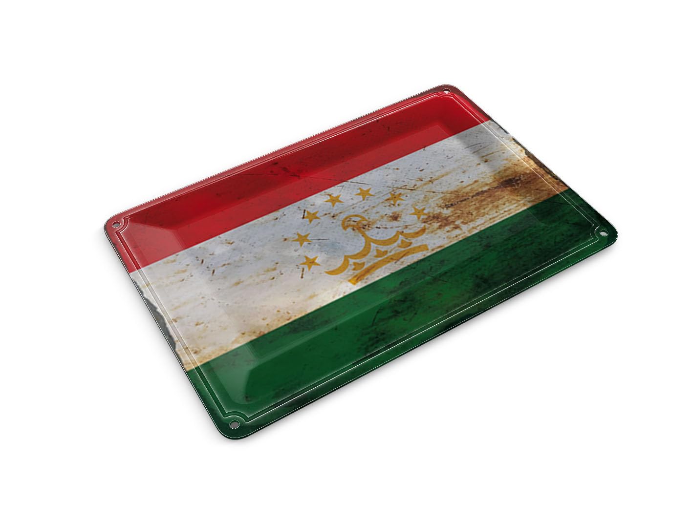 Femer Tin Postcard Tajikistan Flag 14 x 10 cm Tajikistan Rust Decorative Sign