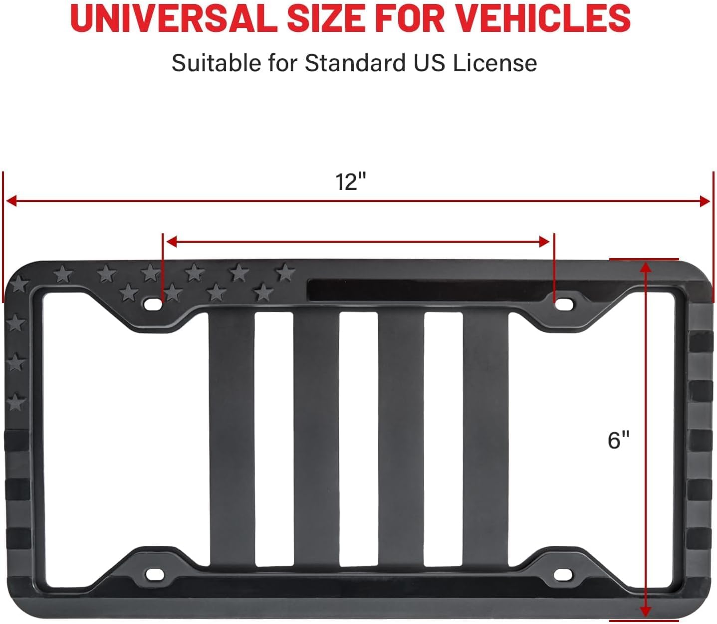 TACTILIAN American Flag License Plate Frame (2 Pack) Subdued 3D Embossed USA Flag In Black Gloss On Matte Finish For Car, Truck Or SUV ( Gloss On - Foto 3